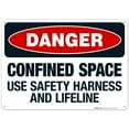 thumbnail image 1 of Danger Confined Space Use Safety Harness And Lifeline Sign, OSHA Danger Sign, 10x14 Aluminum, 1 of 1