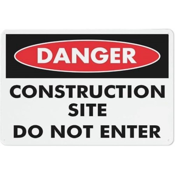 Danger Construction Site Do Not Enter Sign 12 X 8 Inches Aluminum Sign Reflective - Uv Protected, Waterproof, Weatherproof and Fade Resistant - 4Pre-Drilled Holes