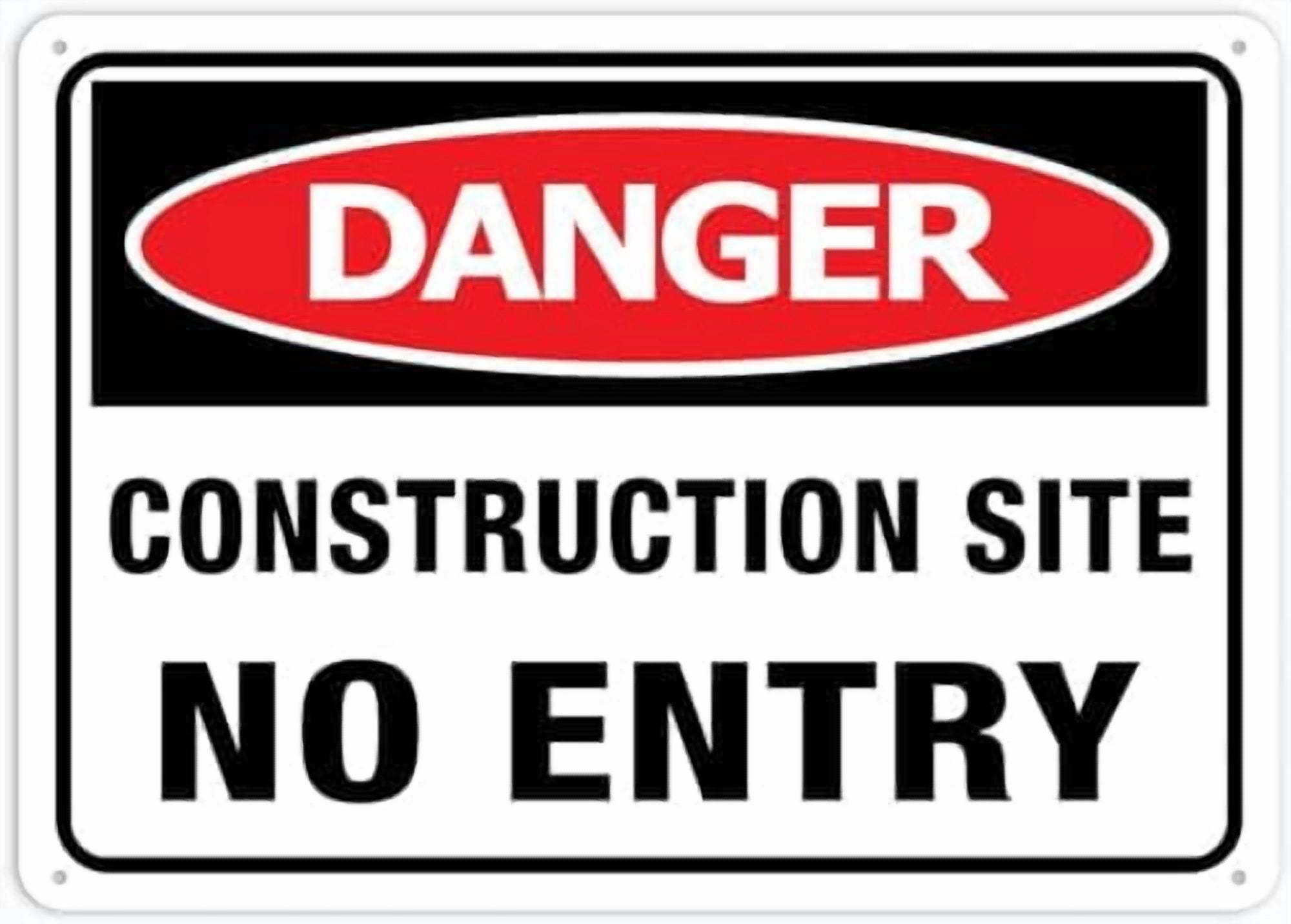 Danger Construction Site No Entry Sign Outdoor Metal Sign - 12 X 8 ...