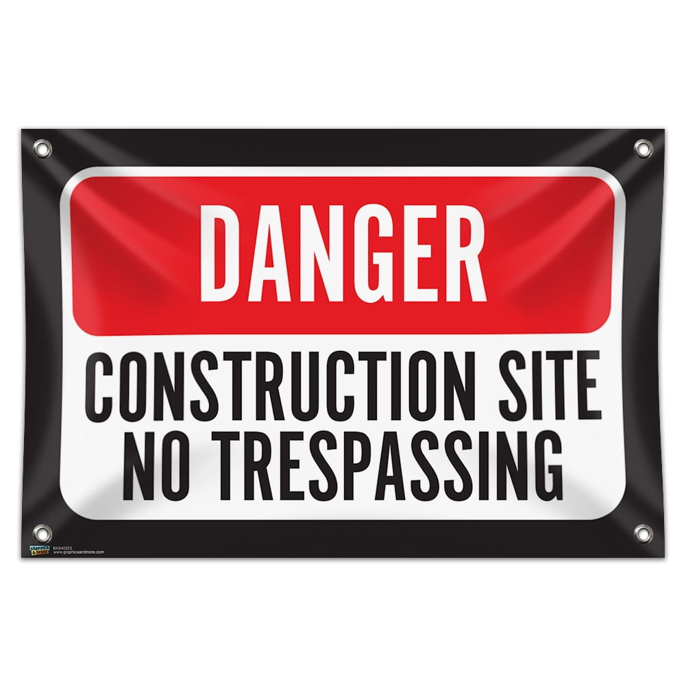 Danger Construction Site No Trespassing 33" (84cm) x 22" (56cm) Mini ...