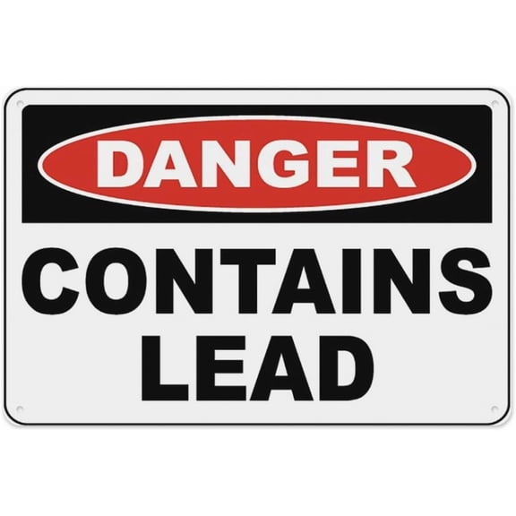 Danger Contains Lead Sign 8"x12", Aluminum Tin Warning Signs for Home Outdoor Garden, High Visibility Toxic Hazard Sign for Construction