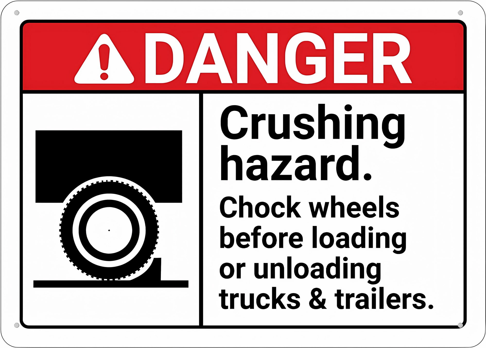 Danger Crushing Hazard Chock Wheels Outdoor Metal Sign 8