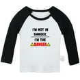 thumbnail image 1 of I'm Not In Danger, I'm The Danger Funny T shirt For Baby, Newborn Babies T-shirts, Infant Tops, 0-24M Kids Graphic Tees Clothing (Long Black Raglan T-shirt, 0-6 Months), 1 of 4