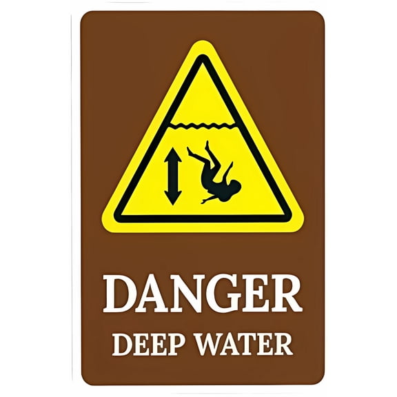 Danger Deep Water Warning Sign 8"x12" - Rules Security Metal for Lake Pool Outdoor Indoor Home Business Road Yard Garage Street