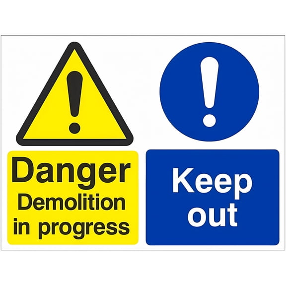 Danger Demolition In Progress - Keep Out Metal Sign 8"x12" - Construction Mandatory Warning Notice Safety Sign