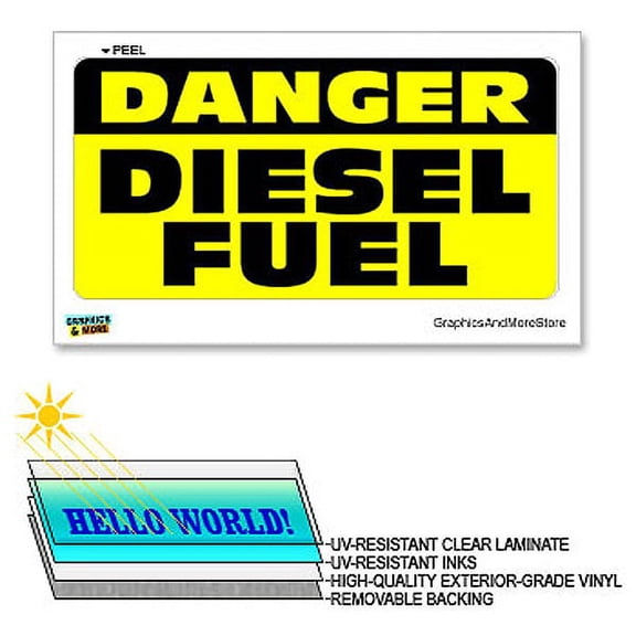 Danger Diesel Fuel - 12 in x 6 in - Laminated Sign Window Business Sticker