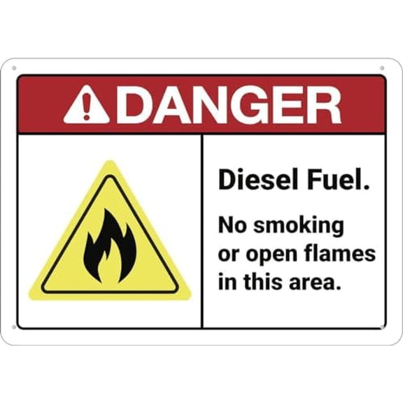 Danger Diesel Fuel No Smoking Sign Aluminum 8X12 Inch Uv Ink Printed For House And Business
