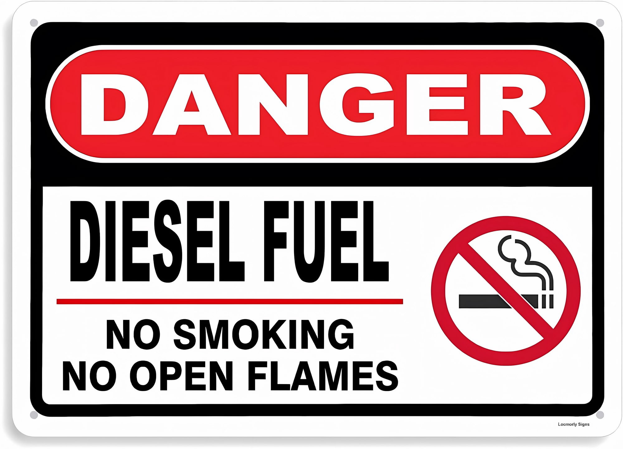 Danger Diesell Fuel No Smoking No Open Flames Sign - 8"x12" Aluminum ...