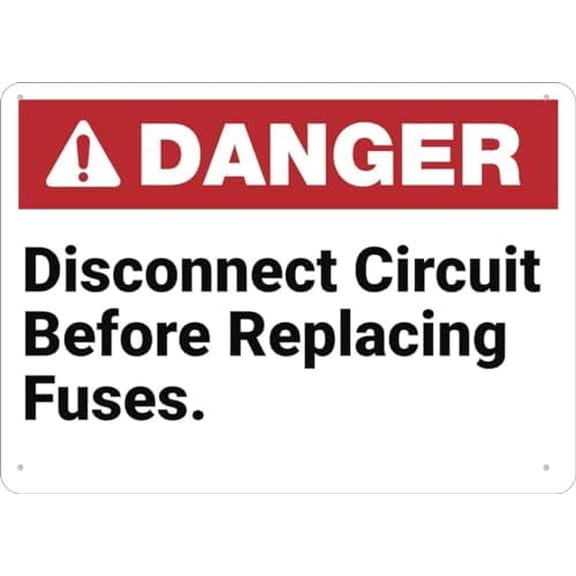 Danger Disconnect Circuit Before Replacing Fuses Sign Warning Tin Sign Home Kitchen Farm Garden Garage Wall Decor 12X8Inch