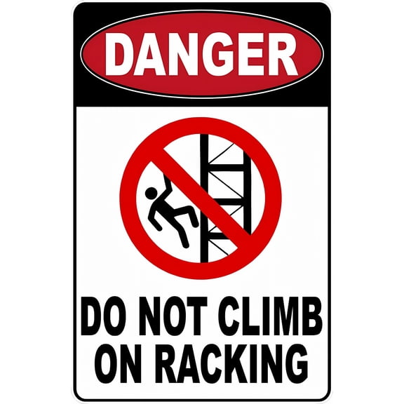 Danger Do Not Climb on Racking Sign 8"x12" - Metal Tin Safety Caution for Warehouse Storage Facility Factory Indoor Outdoor Business