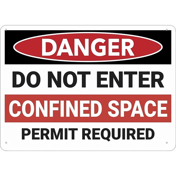 Danger Do Not Enter Confined Space Metal Sign 8"x12" Rustproof Aluminum Multicolor - Indoor Outdoor Confined Space Sign