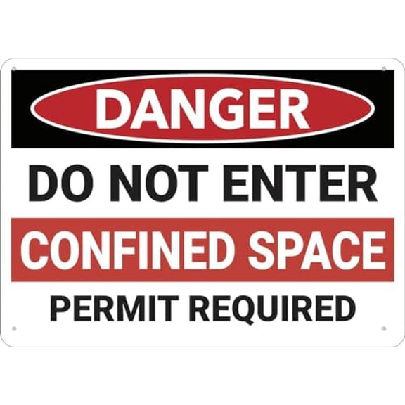 Danger Do Not Enter Confined Space Sign 12 X 8 Inch Metal Sign, Rustproof Aluminum, Multicolor