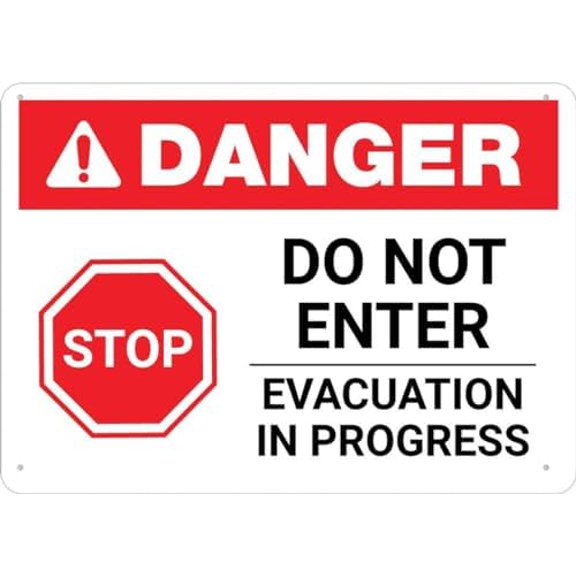 Danger Do Not Enter Evacuation In Progress Sign Outdoor, Uv Printed Rust Free Aluminum 12 X 8 In,Yard Sign For Home, Business, Driveway Alert