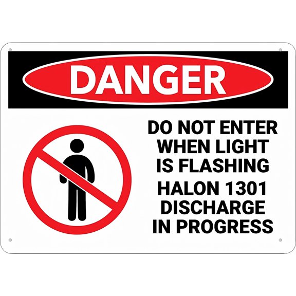 Danger Do Not Enter Light Flashing Halon Discharge Sign, 8"x12" Rust-Free Aluminum Sign, UV Ink Printed Weatherproof Outdoor Sign