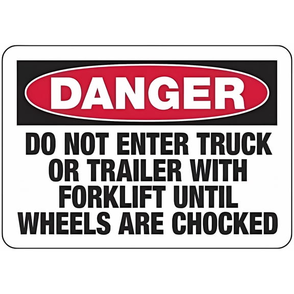 Danger Do Not Enter Wheel Chock Sign, 8"x12" OSHA & ANSI Compliant Metal Tin Sign, Warehouse Safety Signage