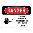 thumbnail image 1 of Danger Do Not Operate Within 10 Ft. of Power Lines OSHA Decal Sign, 1 of 1