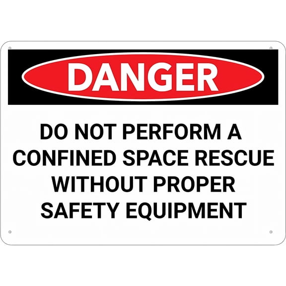 Danger Do Not Perform A Confined Space Rescue Without Sign - 8"x12" Rust Free Aluminum, Easy To Read Sturdy Outdoor Metal Sign for Home Farm Yard
