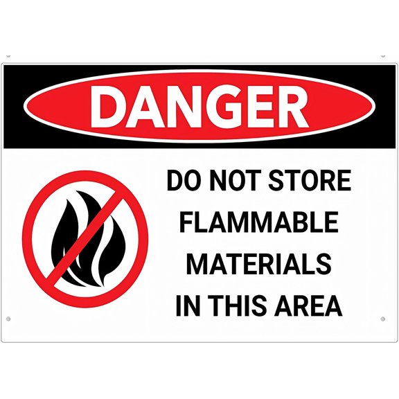 Danger Do Not Store Flammable Materials Sign for Business 8"x12" Rust Free Aluminum - UV Printed with 4 Pre-Drilled Holes, Durable Weatherproof
