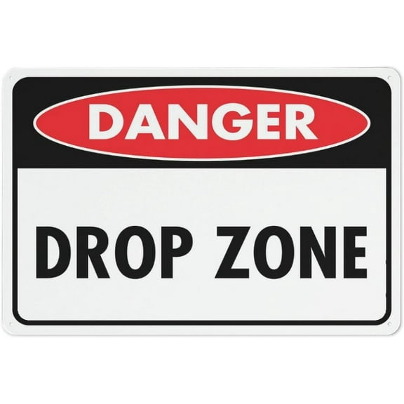 Danger Drop Zone Sign Signs Outdoor, Uv Printed Aluminum 12 X 8 In, Weatherproof And Security Signs For Home Or Business