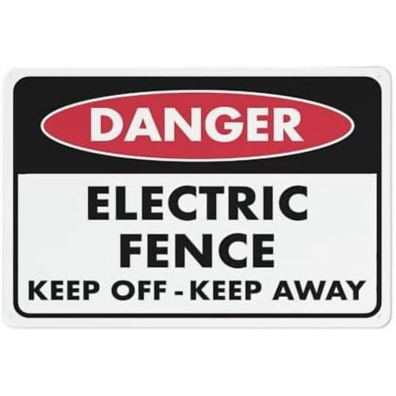 Danger Electric Fence Keep Off Keep Away Sign 8"X12" Rust Free Aluminum Signs Outdoor, Metal Tin Sign For Home, Business, Yard