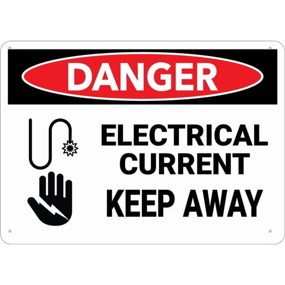 Danger Electrical Current Keep Away Sign Metal 12X8 Inch Rust Free Aluminum, Uv Printed, Easy To Mount Weather Resistant For Fence