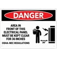 thumbnail image 1 of Danger Electrical Panel Keep Clear for 36 Inches Sign - 8"x12" Rustproof Aluminum Metal Sign, Multicolor, 1 of 6