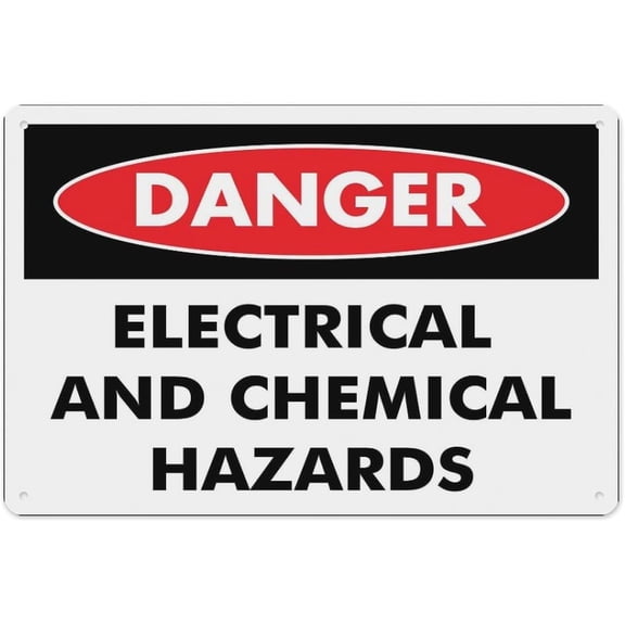 Danger Electrical and Chemical Hazards Sign 8"x12", Aluminum Tin Warning Signs for Home Outdoor Garden, Weatherproof Hazard Sign