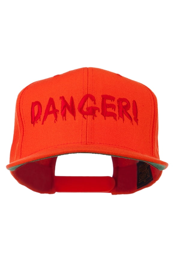Danger Embroidered Snapback Cap - Orange OSFM