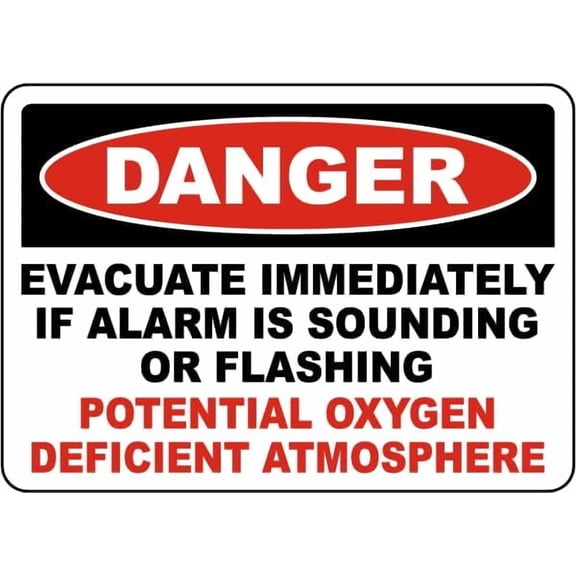 Danger Evacuate Oxygen Deficient Atmosphere Sign Signs Medical Equipment Metal Tin \8 x 12 Inch for Home or Work