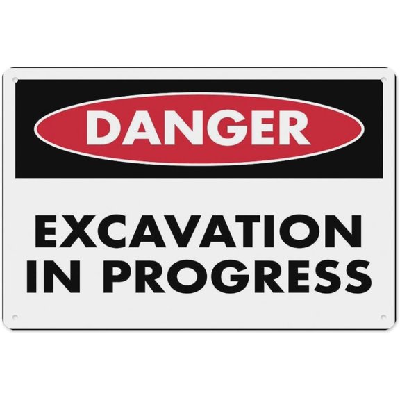 Danger Excavation In Progress Sign 8"x12" - Aluminum Tin Warning for Home Outdoor Garden, Durable Safety Decor for Digging