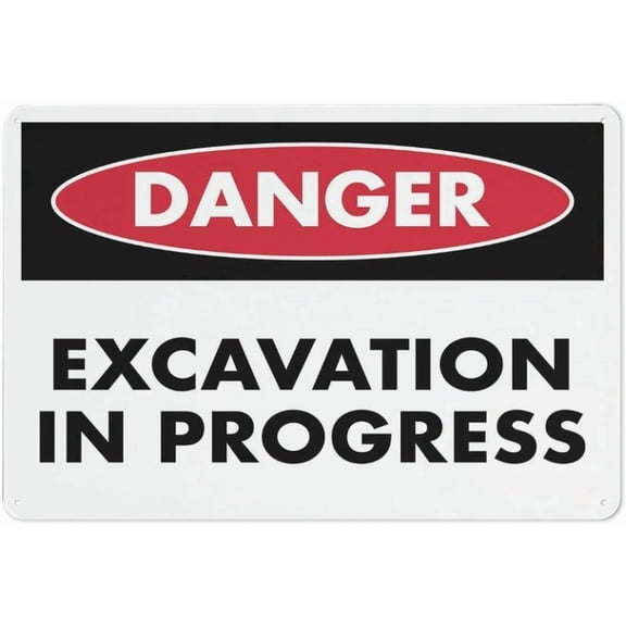 Danger Excavation in Progress Sign – 8x12 Inch RustFree Aluminum,HighVisibility & Weatherproof,OSHA Safety Warning Sign for Construction Sites & Workplace Areas