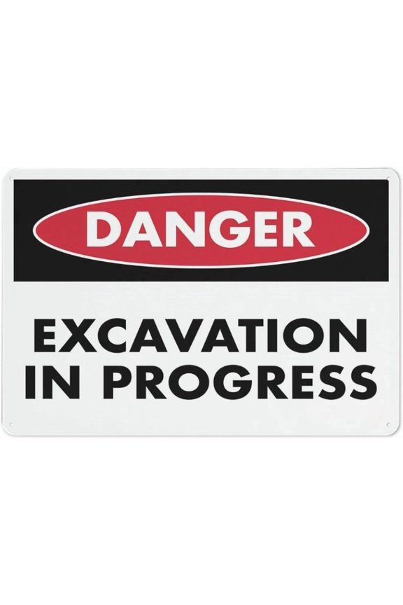Danger Excavation in Progress Sign – 8x12 Inch RustFree Aluminum,HighVisibility & Weatherproof,OSHA Safety Warning Sign for Construction Sites & Workplace Areas