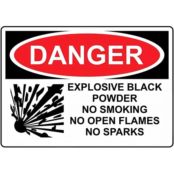 Danger Explosive Black Powder No Smoking Sign - 12×8 Inches, Metal Tin Sign with Symbol, Home Business Safety Alert