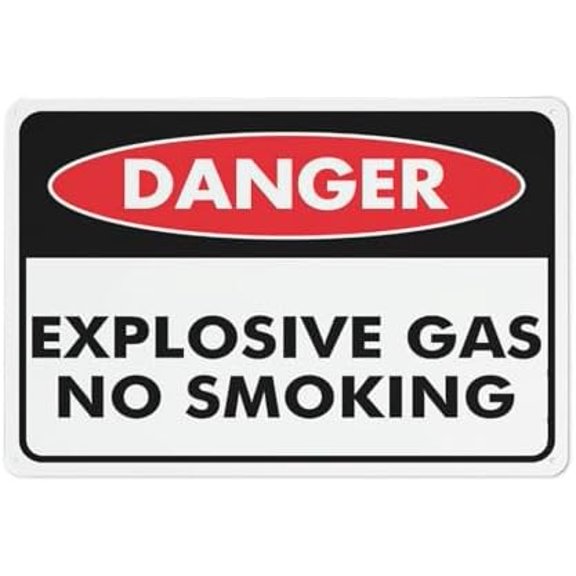 Danger Explosive Gas No Smoking Sign 12 X 8 Inch Metal Sign, Rustproof Aluminum, Multicolor