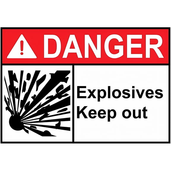 Danger Explosives Keep Out Sign 8"x12" - GHS Symbol Gas Line Safety - Explosive Material Metal Tin Sign