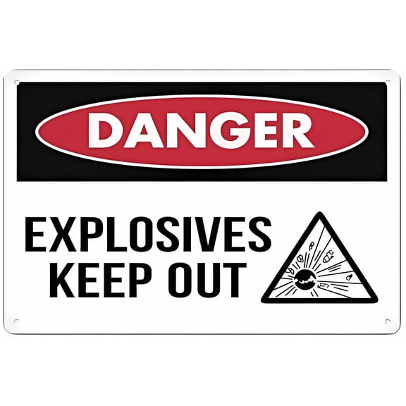 Danger Explosives Keep Out Symbol Sign - 8"x12" Aluminum Tin Warning Sign for Home Outdoor Garden