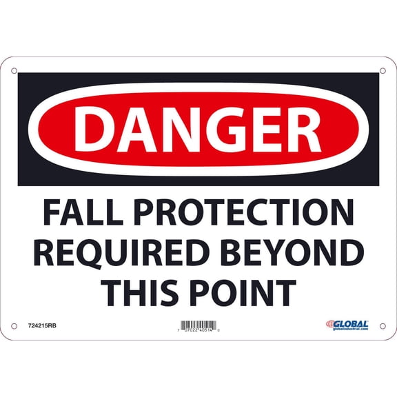 Danger Fall Protection Required Beyond This Point, 10x14, Rigid Plastic