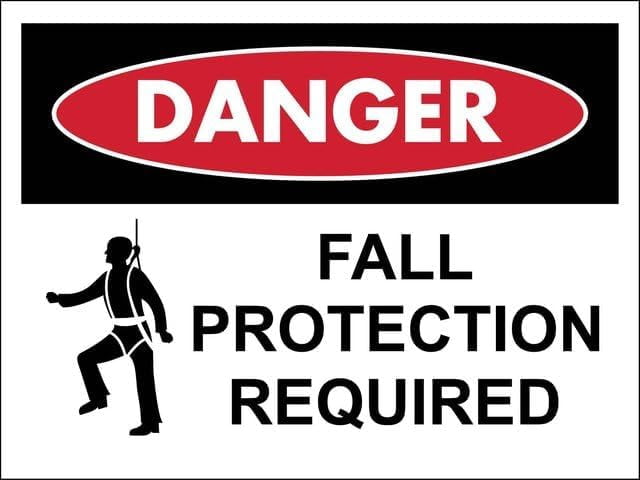 Danger Fall Protection Required Sign, 12 X 8 Inches Rust Free Aluminum ...