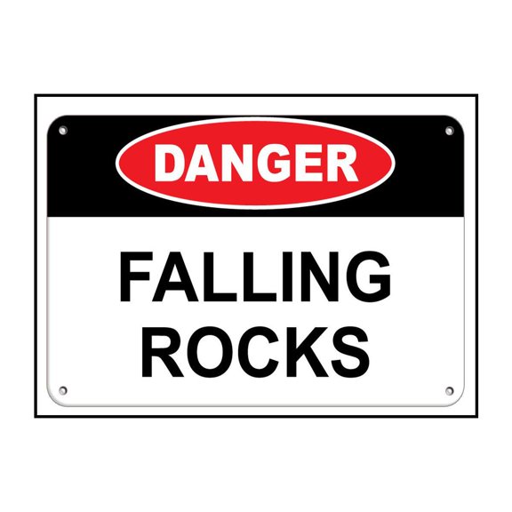 Danger Falling Rocks Hazard Sign Construction Sign Aluminum Metal Sign 10 in x 14 in