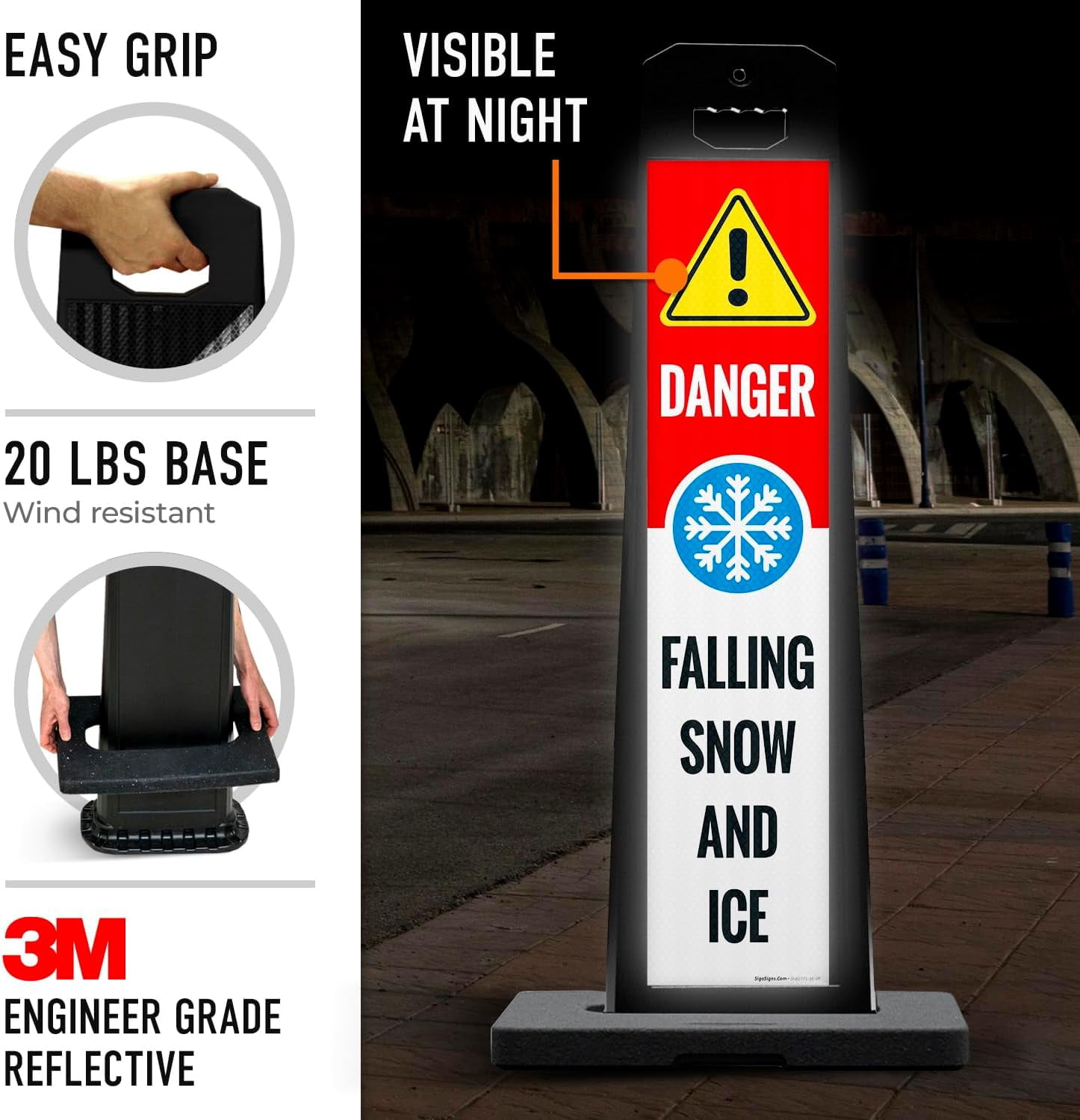 Danger Falling Snow and Ice Vertical Panel Sign Kit, Double Sided 3M ...