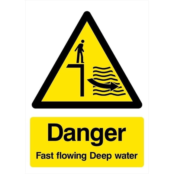 Danger Fast Flowing Deep Water Sign Safety & Warning Signs Metal - Caution Safety Warning Security Signs Indoor & Outdoor Size: 12 x 16 inch