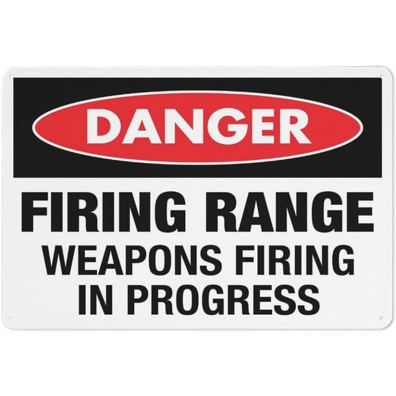 Danger Firing Range Weapons Firing In Progress Sign Sign, 8 X 12 Grade Reflective Sheeting Rust Free Aluminum, Weather Resistant, Waterproof, Easy To Mount