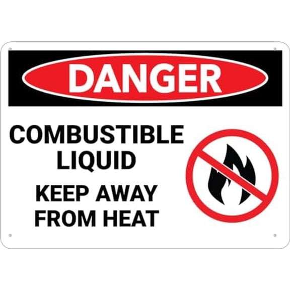 Danger Flammable Explosive Liquid Keep Away From Heat Sign Sign 12X8 Inches Metal Aluminum Signs, Weather Resistant, Weatherproof, Indoor Or Outdoor