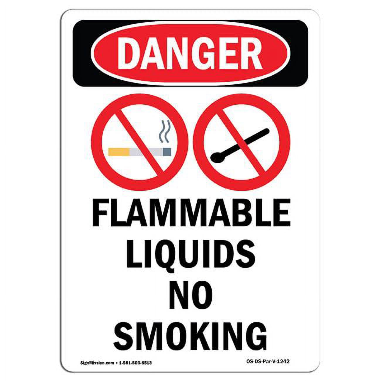 Danger Flammable Liquids No Smoking OSHA Decal Sign - Walmart.com