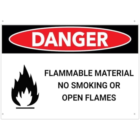 Danger Flammable Material Sign Aluminum 8X12 Inch Uv Ink Printed For House And Business