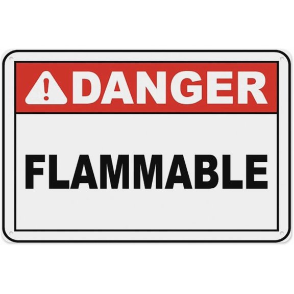 Danger Flammable Sign 8"x12", Aluminum Tin Warning Signs for Home Outdoor Garden, Weatherproof Fire Hazard Sign for Storage