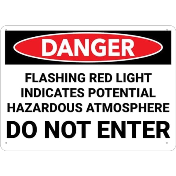 Danger Flashing Red Light Indicates Hazardous Atmosphere Do Not Enter Sign For House 12" X 8" Yard Sign, Premium Aluminum, Sun-Proof, Rust-Free
