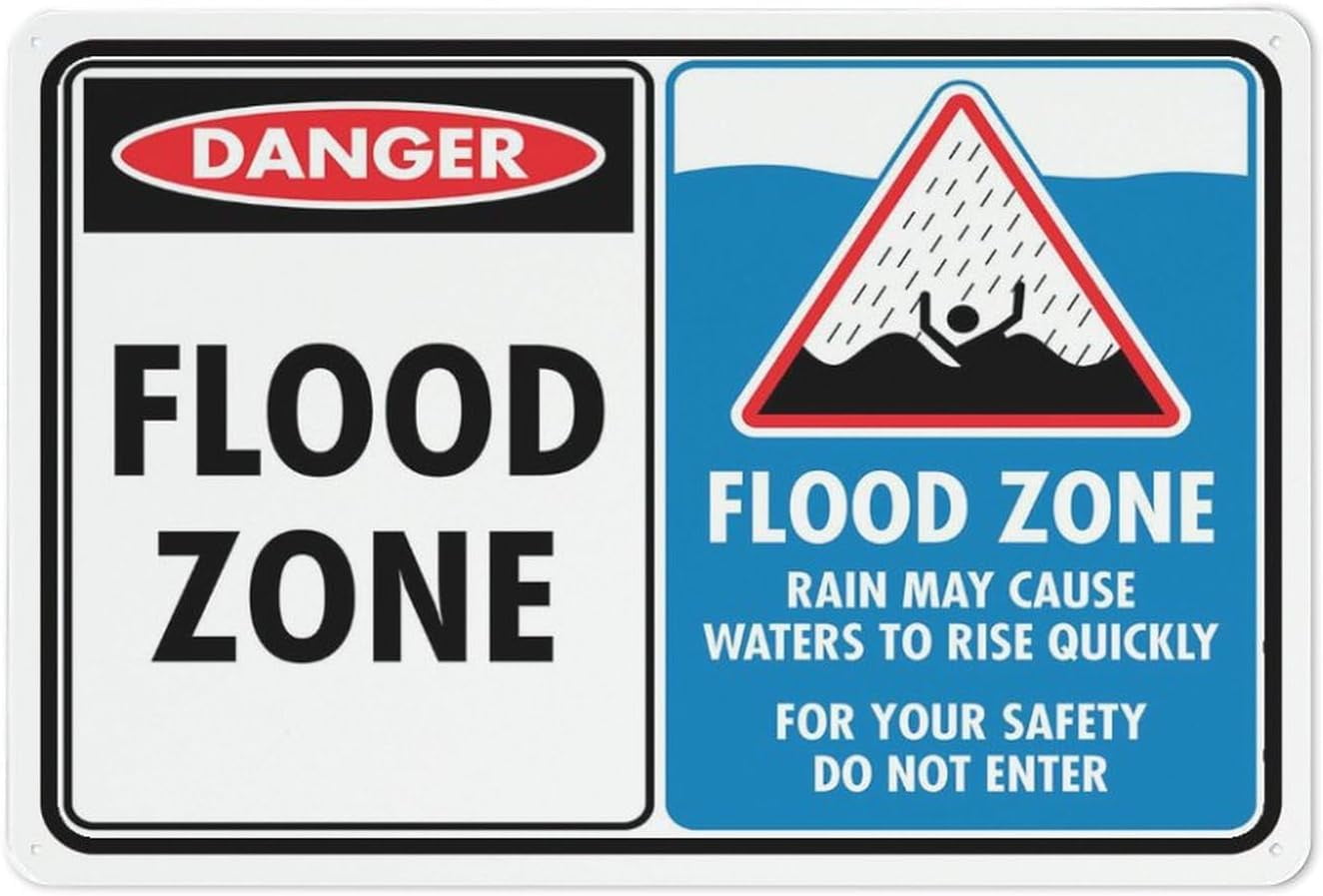 Danger Flood Zone Sign Signs Outdoor, Uv Printed Aluminum 12 X 8 In ...