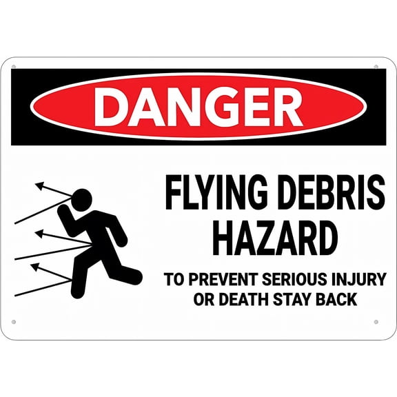 Danger Flying Debris Hazard Stay Back Sign - 8"x12" Outdoor Aluminum Sign, UV Ink Printed for House Business