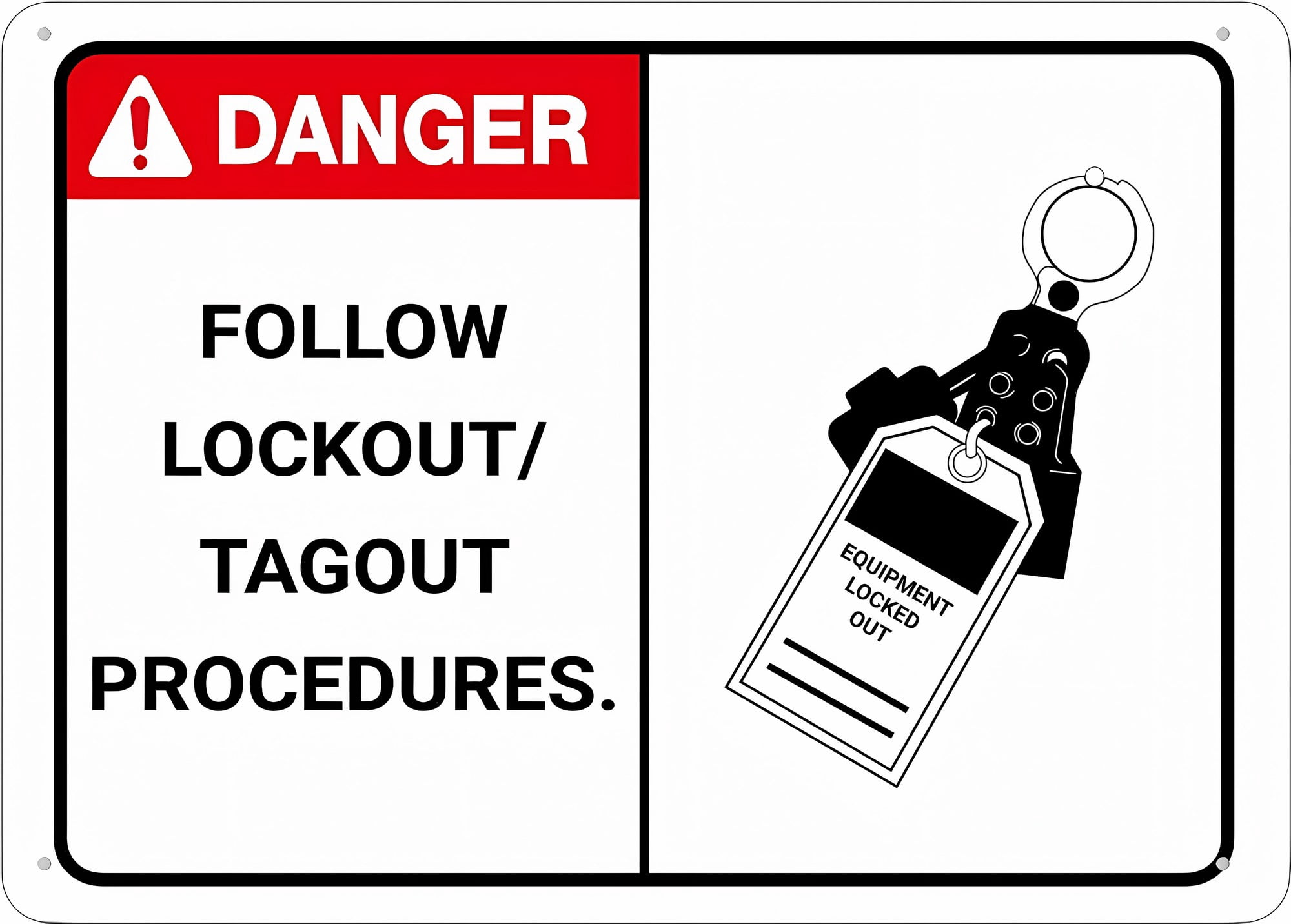 Tagged Out Sign Danger Follow Lock Out Tag Out Procedures Sign - 8